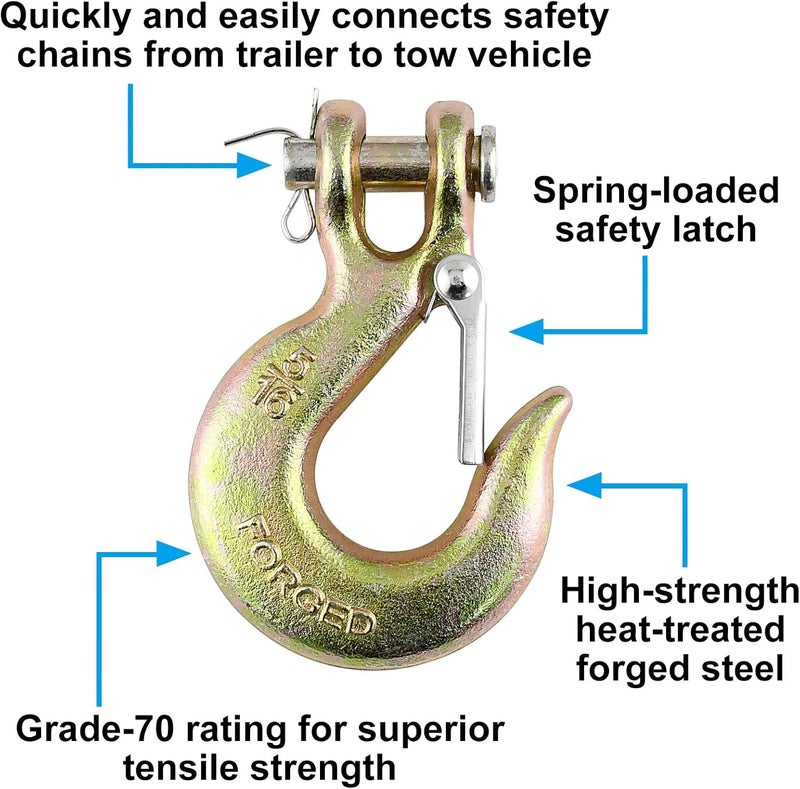 Robbor 5/16 Chain Hook with Safety Latch Heavy Duty Clevis Slip Hook Grade 70 Forged Steel 14,000 Lbs Capacity Safety Latch Hook Working with Towing and Chain - Image 5